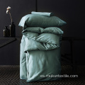Conjunto de ropa de cama de cuatro piezas de color puro de algodón de calidad superior